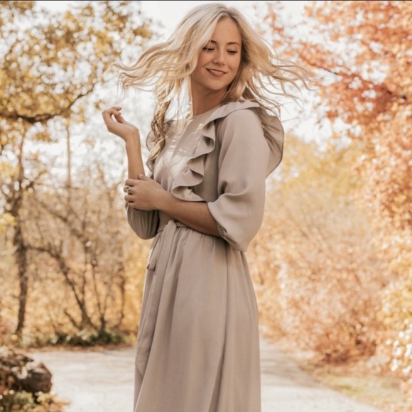 Roolee Dresses & Skirts - NWT Roolee Lana MOM Ruffle Dress Brand maxi gray